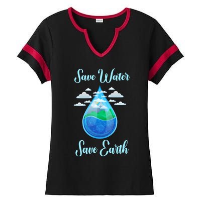 Save Water Save Life World Water Day Gift Ladies Halftime Notch Neck Tee