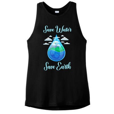 Save Water Save Life World Water Day Gift Ladies PosiCharge Tri-Blend Wicking Tank