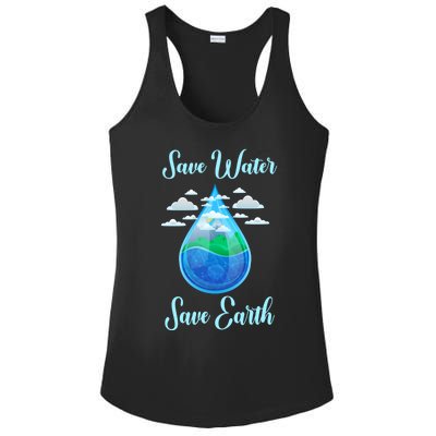 Save Water Save Life World Water Day Gift Ladies PosiCharge Competitor Racerback Tank