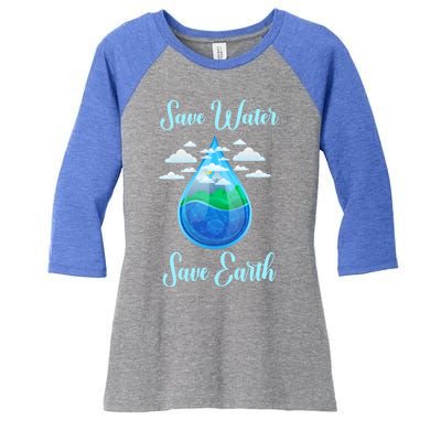 Save Water Save Life World Water Day Gift Women's Tri-Blend 3/4-Sleeve Raglan Shirt