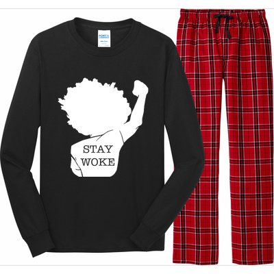 Stay Woke Strong Black Meaningful Gift Long Sleeve Pajama Set