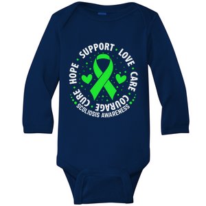 Scoliosis Warrior Survivor Green Ribbon Scoliosis Awareness Gift Baby Long Sleeve Bodysuit