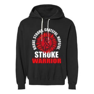 Stroke Warrior Stroke Survivor Red Awareness Ribbon Garment-Dyed Fleece Hoodie