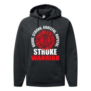 Stroke Warrior Stroke Survivor Red Awareness Ribbon Performance Fleece Hoodie