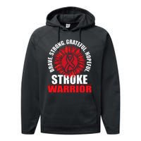 Stroke Warrior Stroke Survivor Red Awareness Ribbon Performance Fleece Hoodie