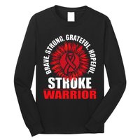 Stroke Warrior Stroke Survivor Red Awareness Ribbon Long Sleeve Shirt