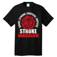 Stroke Warrior Stroke Survivor Red Awareness Ribbon Tall T-Shirt