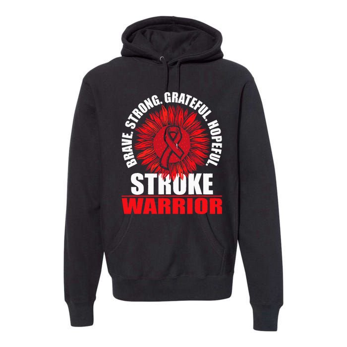 Stroke Warrior Stroke Survivor Red Awareness Ribbon Premium Hoodie