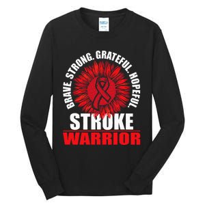 Stroke Warrior Stroke Survivor Red Awareness Ribbon Tall Long Sleeve T-Shirt