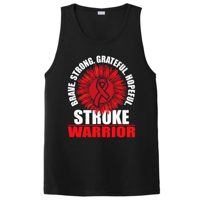 Stroke Warrior Stroke Survivor Red Awareness Ribbon PosiCharge Competitor Tank