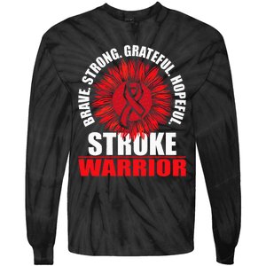 Stroke Warrior Stroke Survivor Red Awareness Ribbon Tie-Dye Long Sleeve Shirt