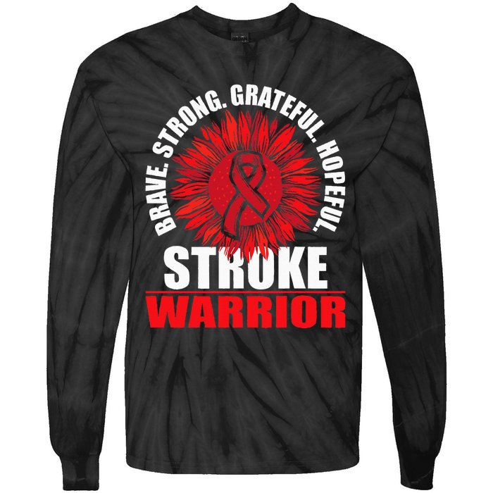 Stroke Warrior Stroke Survivor Red Awareness Ribbon Tie-Dye Long Sleeve Shirt