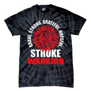 Stroke Warrior Stroke Survivor Red Awareness Ribbon Tie-Dye T-Shirt