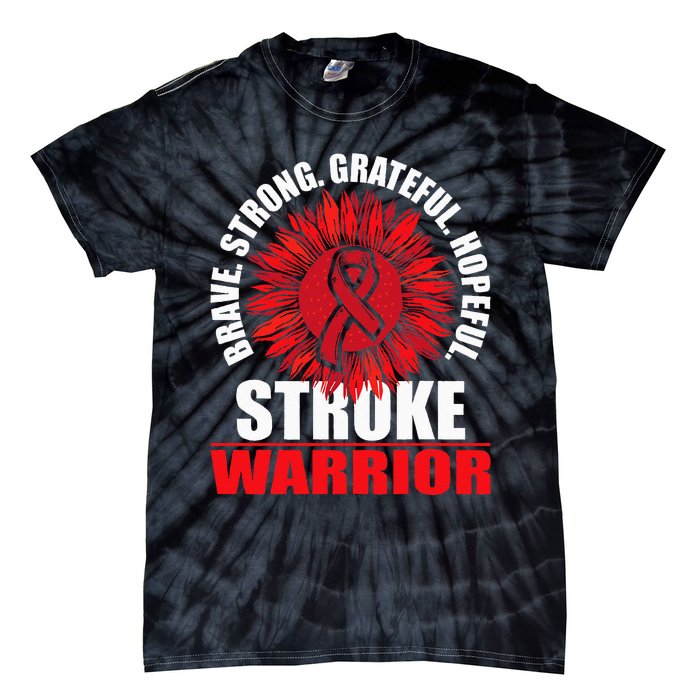 Stroke Warrior Stroke Survivor Red Awareness Ribbon Tie-Dye T-Shirt