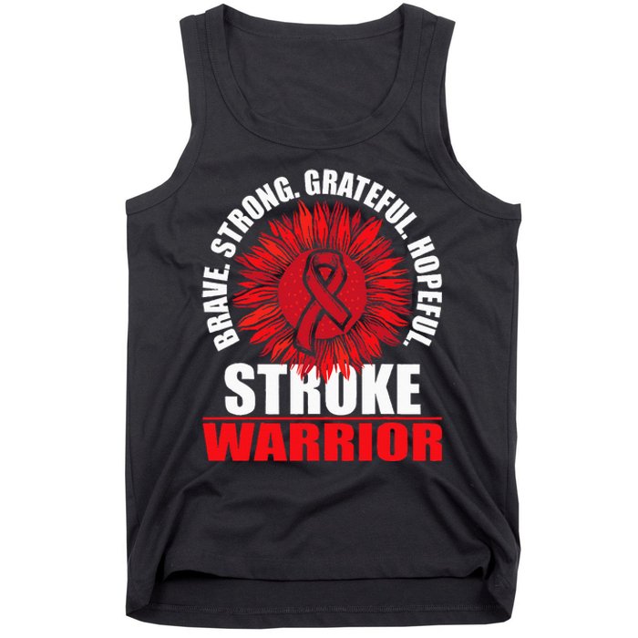 Stroke Warrior Stroke Survivor Red Awareness Ribbon Tank Top