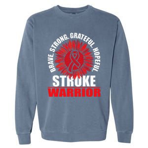 Stroke Warrior Stroke Survivor Red Awareness Ribbon Garment-Dyed Sweatshirt