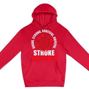 Stroke Warrior Stroke Survivor Red Awareness Ribbon Premium Pullover Hoodie