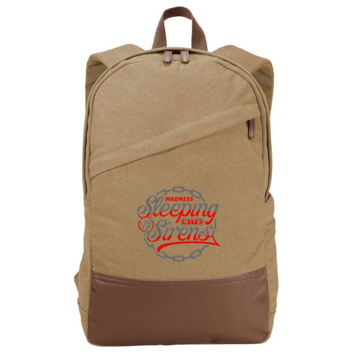 S.L.E.E.P.I.N.G With Sirens Red Chain Cotton Canvas Backpack