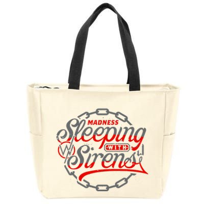 S.L.E.E.P.I.N.G With Sirens Red Chain Zip Tote Bag