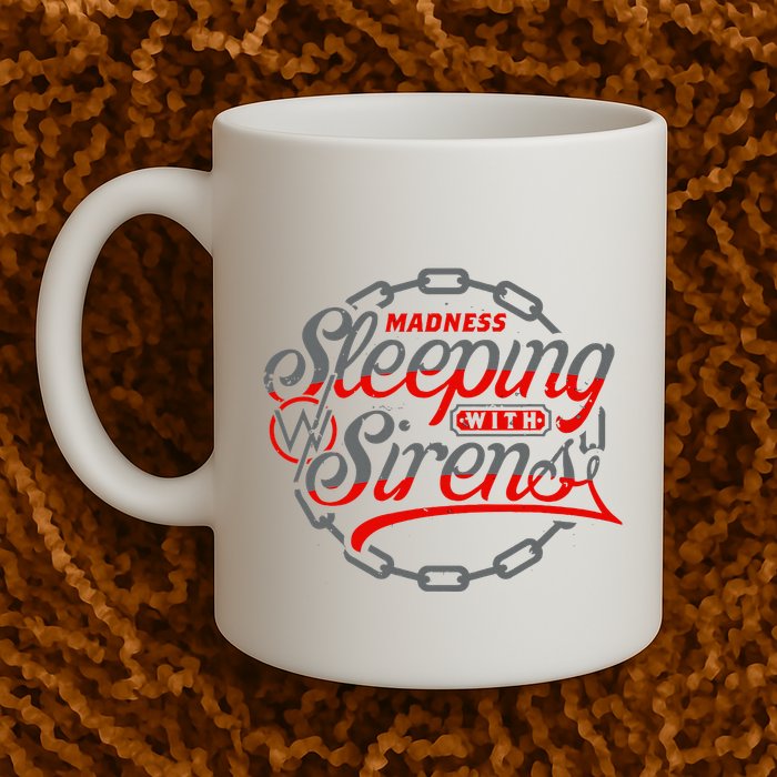 S.L.E.E.P.I.N.G With Sirens Red Chain Mug