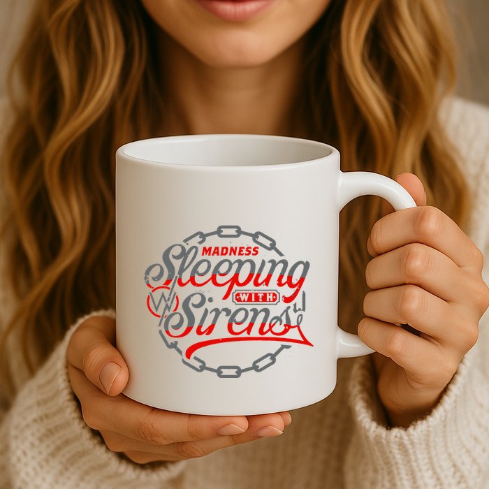 S.L.E.E.P.I.N.G With Sirens Red Chain Mug