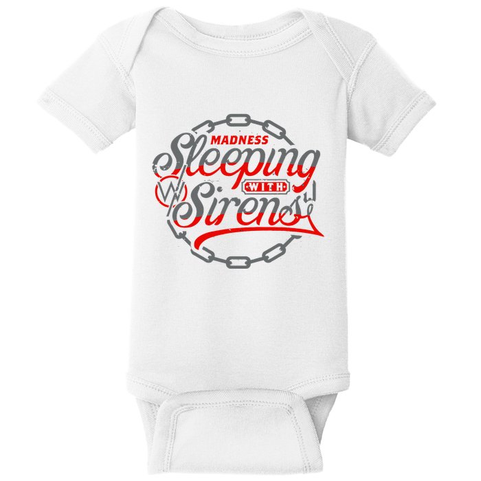 S.L.E.E.P.I.N.G With Sirens Red Chain Baby Bodysuit