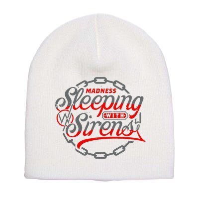 S.L.E.E.P.I.N.G With Sirens Red Chain Short Acrylic Beanie
