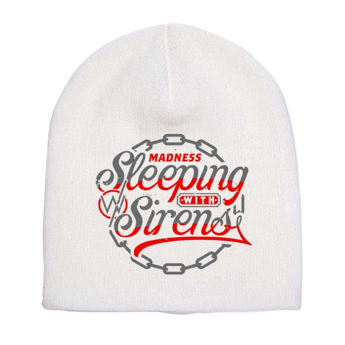 S.L.E.E.P.I.N.G With Sirens Red Chain Short Acrylic Beanie