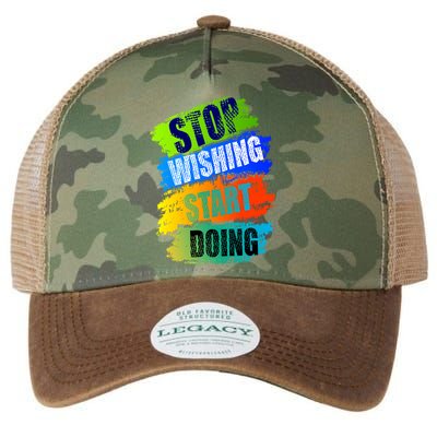 Stop Wishing Start Doing Inspirational Quote Legacy Tie Dye Trucker Hat