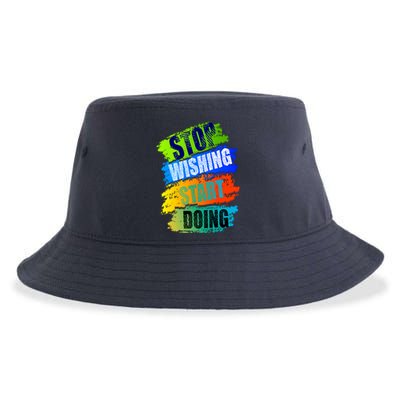 Stop Wishing Start Doing Inspirational Quote Sustainable Bucket Hat