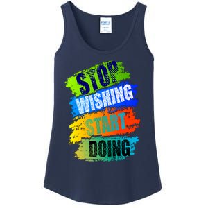 Stop Wishing Start Doing Inspirational Quote Ladies Essential Tank