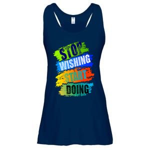 Stop Wishing Start Doing Inspirational Quote Ladies Essential Flowy Tank