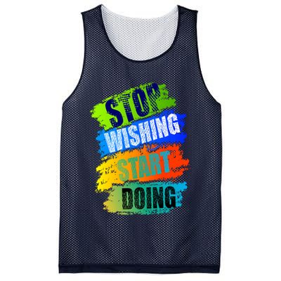 Stop Wishing Start Doing Inspirational Quote Mesh Reversible Basketball Jersey Tank