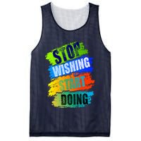 Stop Wishing Start Doing Inspirational Quote Mesh Reversible Basketball Jersey Tank