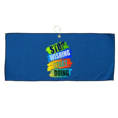 Stop Wishing Start Doing Inspirational Quote Large Microfiber Waffle Golf Towel
