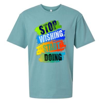 Stop Wishing Start Doing Inspirational Quote Sueded Cloud Jersey T-Shirt