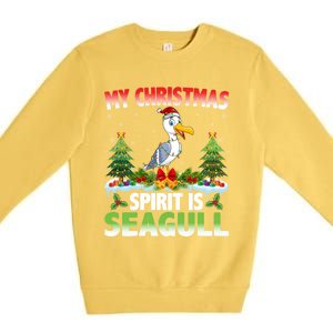 Seagull Wearing Santa Hat My Christmas Spirit Is Seagull Cute Gift Premium Crewneck Sweatshirt