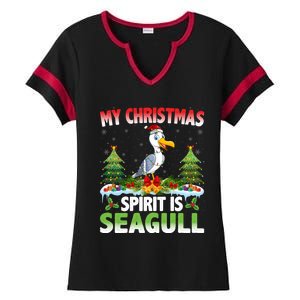 Seagull Wearing Santa Hat My Christmas Spirit Is Seagull Cute Gift Ladies Halftime Notch Neck Tee