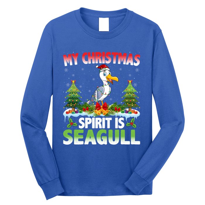 Seagull Wearing Santa Hat My Christmas Spirit Is Seagull Cute Gift Long Sleeve Shirt