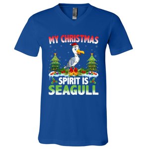 Seagull Wearing Santa Hat My Christmas Spirit Is Seagull Cute Gift V-Neck T-Shirt