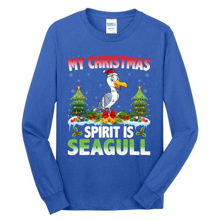 Seagull Wearing Santa Hat My Christmas Spirit Is Seagull Cute Gift Tall Long Sleeve T-Shirt