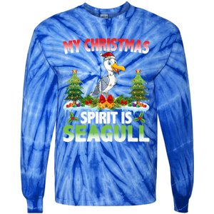 Seagull Wearing Santa Hat My Christmas Spirit Is Seagull Cute Gift Tie-Dye Long Sleeve Shirt