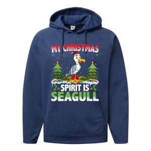 Seagull Wearing Santa Hat My Christmas Spirit Is Seagull Cute Gift Performance Fleece Hoodie