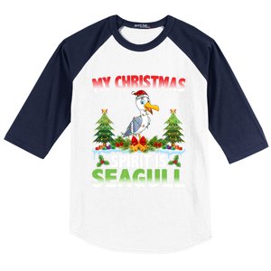 Seagull Wearing Santa Hat My Christmas Spirit Is Seagull Cute Gift Baseball Sleeve Shirt