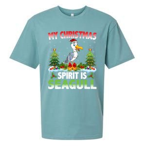 Seagull Wearing Santa Hat My Christmas Spirit Is Seagull Cute Gift Sueded Cloud Jersey T-Shirt