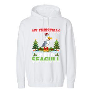 Seagull Wearing Santa Hat My Christmas Spirit Is Seagull Cute Gift Garment-Dyed Fleece Hoodie