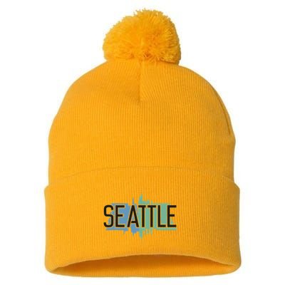 Seattle Washington Pom Pom 12in Knit Beanie