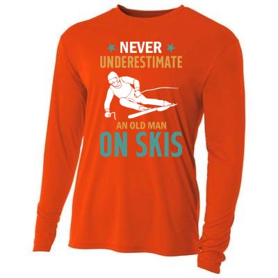 Ski Winter Skiing Never Underestimate An Old On Skis Gift Cooling Performance Long Sleeve Crew