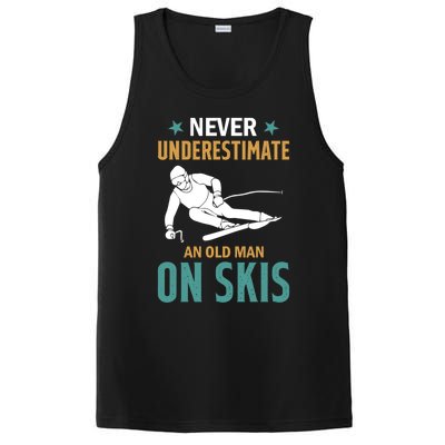 Ski Winter Skiing Never Underestimate An Old On Skis Gift PosiCharge Competitor Tank