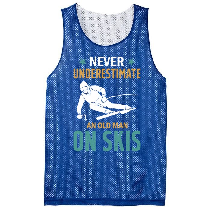 Ski Winter Skiing Never Underestimate An Old On Skis Gift Mesh Reversible Basketball Jersey Tank